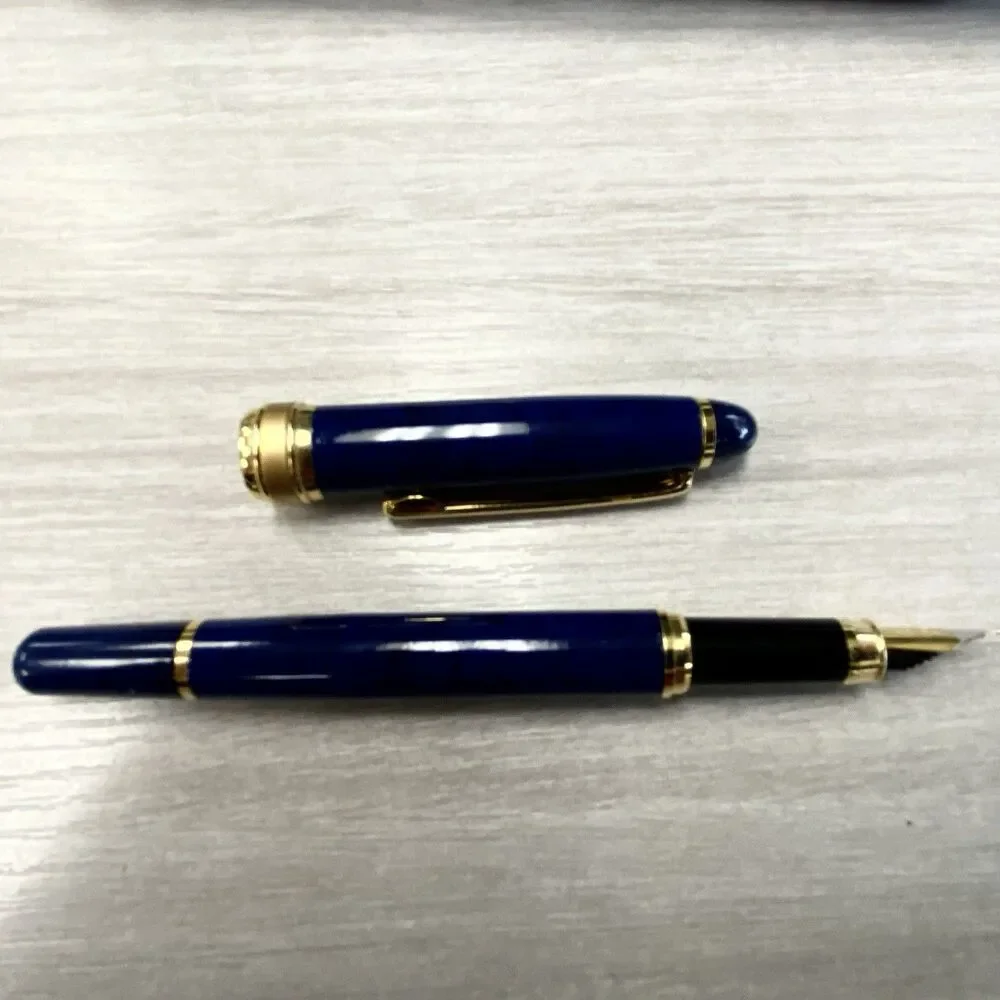 Vintage Capella 3 Piece Blue Marbleized Pen & Calligraphy Set With Box